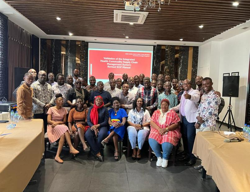 The supply chain team in Sierra Leona posing after the successful validation of the SOP manual for the Integrated Logistics Management of Sierra Leone